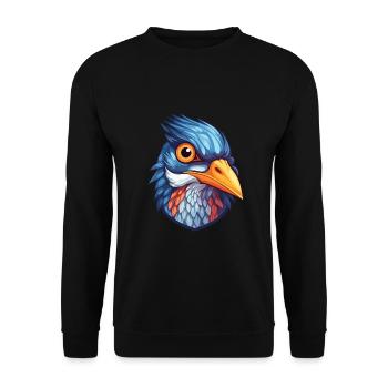 Kuckuck buntes Aquarell Cartoon Kawaii Tier - Unisex Pullover - Schwarz - Vorne - Alina (178cm) & Michal (187cm)