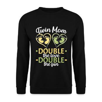 Twin Mom Double Love Double The Fun Pregnant Two B - Unisex Pullover - Schwarz - Vorne - Alina (178cm) & Michal (187cm)