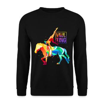 Waghalsige Voltigiergruppe Turnierpferd - Unisex Pullover - Schwarz - Vorne - Alina (178cm) & Michal (187cm)