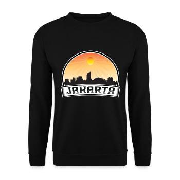 Jakarta Indonesien Skyline Vintage Sonnenuntergang Reisen So - Unisex Pullover - Schwarz - Vorne - Alina (178cm) & Michal (187cm)