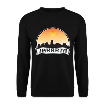 Jakarta Indonesien Skyline Vintage Sonnenuntergang Reisen So - Unisex Pullover - Schwarz - Vorne - Alina (178cm) & Michal (187cm)