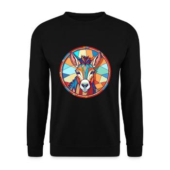 Esel Buntes Glas Bunte Karikatur Kawaii Anima - Unisex Pullover - Schwarz - Vorne - Alina (178cm) & Michal (187cm)