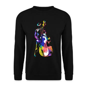 Tiefbrummender Kontrabass Jazzbühne - Unisex Pullover - Schwarz - Vorne - Alina (178cm) & Michal (187cm)