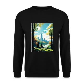 Central Park New York State Vintage-Reiseposter - Unisex Pullover - Schwarz - Vorne - Alina (178cm) & Michal (187cm)