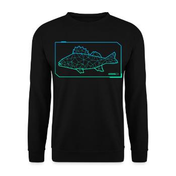 Barsch Angeln Fisch Polygon Barsch Angler - Unisex Pullover - Schwarz - Vorne - Alina (178cm) & Michal (187cm)