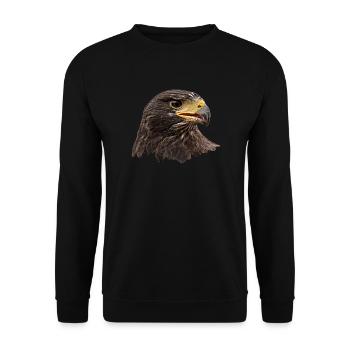 Adler, Falke, Greifvogel aus Falknerei, braun - Unisex Pullover - Schwarz - Vorne - Alina (178cm) & Michal (187cm)
