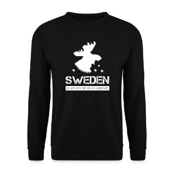 Schweden Elch - Unisex Pullover - Schwarz - Vorne - Alina (178cm) & Michal (187cm)