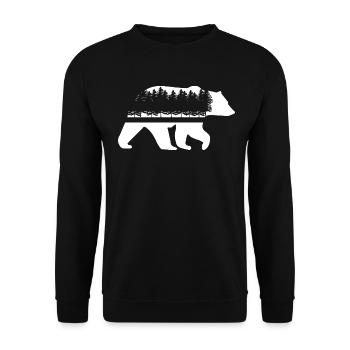 Flauschiger Braunbär Kanadawald - Unisex Pullover - Schwarz - Vorne - Alina (178cm) & Michal (187cm)