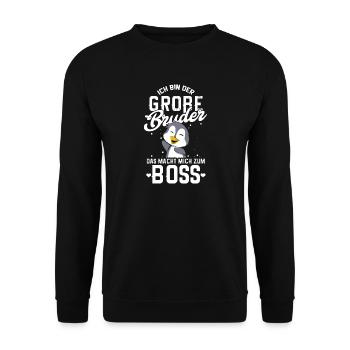 Ich Bin Großer Bruder Boss - Unisex Pullover - Schwarz - Vorne - Alina (178cm) & Michal (187cm)