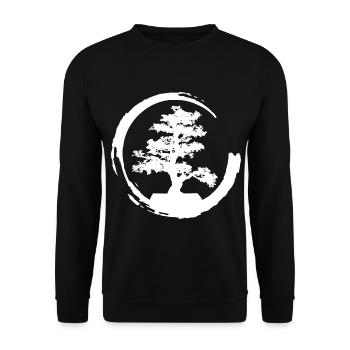 Bonsai Enso Zen Kreis - Unisex Pullover - Schwarz - Vorne - Alina (178cm) & Michal (187cm)