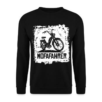 Mofafahrer Mofa Fahrer Mokick Moped - Unisex Pullover - Schwarz - Vorne - Alina (178cm) & Michal (187cm)