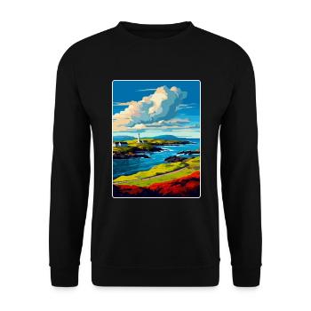 Isle Of Islay Scotland Uk Travel Poster Souvenir - Unisex Sweatshirt - black - Front - Alina (178cm) & Michal (187cm)