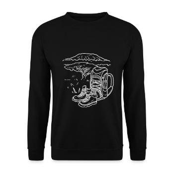 Majestätischer Kilimanjaro Gipfelsturm - Unisex Pullover - Schwarz - Vorne - Alina (178cm) & Michal (187cm)