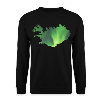 Island Landkarte Iceland Polarlicht Aurora - Unisex Pullover - Schwarz - Vorne - Alina (178cm) & Michal (187cm)