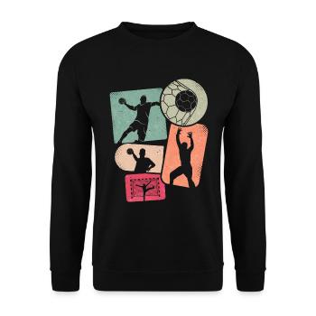 Handballer Handballspieler Kinder Handball Jungen - Unisex Pullover - Schwarz - Vorne - Alina (178cm) & Michal (187cm)