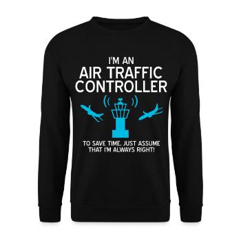 Fluglotse Air Traffic Controller ATC Towerlotse - Unisex Pullover - Schwarz - Vorne - Alina (178cm) & Michal (187cm)