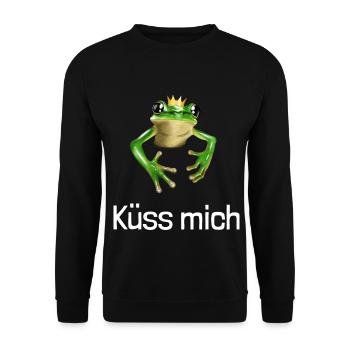 Küss mich - Froschkönig mit Krone - Unisex Pullover - Schwarz - Vorne - Alina (178cm) & Michal (187cm)