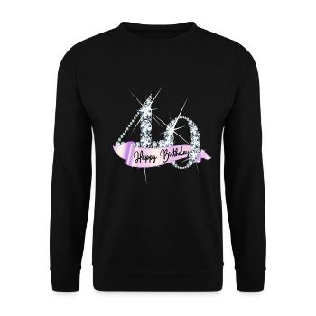 Happy Birthday 40. Geburtstag Geschenk Diamanten - Unisex Pullover - Schwarz - Vorne - Alina (178cm) & Michal (187cm)