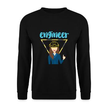 Tüftelnder Ingenieur Konstruktion - Unisex Pullover - Schwarz - Vorne - Alina (178cm) & Michal (187cm)