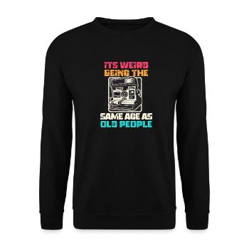 Jahrgang | Klassisch | Klassisch | Alt - Unisex Pullover - Schwarz - Vorne - Alina (178cm) & Michal (187cm)