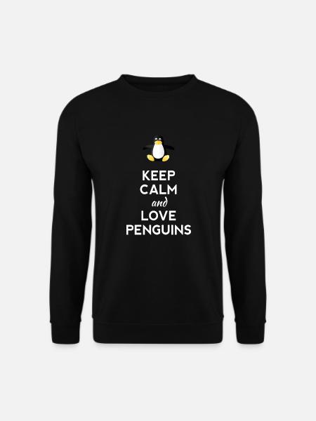 keep calm love Pinguine Linux nerd computer cpu lo - Unisex Pullover - Schwarz