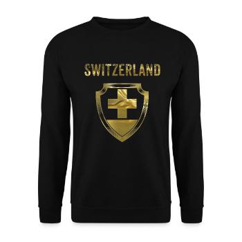 Goldenes Schweizer Schutzschild - Unisex Pullover - Schwarz - Vorne - Alina (178cm) & Michal (187cm)