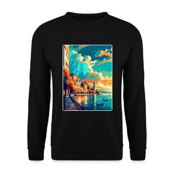 Thessalonique Grèce Affiche de voyage vintage souvenir - Sweat-shirt Unisexe - noir - Devant - Alina (178cm) & Michal (187cm)