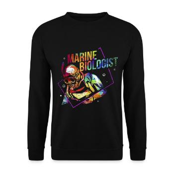 Neugierige Meeresbiologin Tiefsee - Unisex Pullover - Schwarz - Vorne - Alina (178cm) & Michal (187cm)