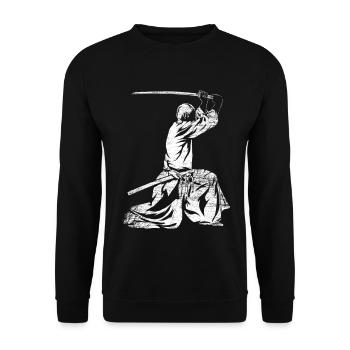 Traditioneller Kumdo Schwertkampf - Unisex Pullover - Schwarz - Vorne - Alina (178cm) & Michal (187cm)