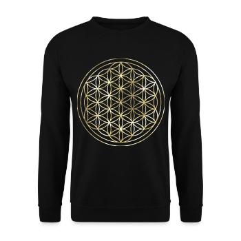 Blume des Lebens gold - Unisex Pullover - Schwarz - Vorne - Alina (178cm) & Michal (187cm)