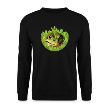 Frosch König Prinz Laubfrosch - Unisex Pullover - Schwarz - Vorne - Alina (178cm) & Michal (187cm)