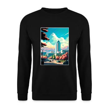 San Jose Kalifornien Vintage Reiseposter Souvenir - Unisex Pullover - Schwarz - Vorne - Alina (178cm) & Michal (187cm)