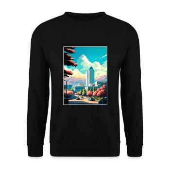 San Jose Kalifornien Vintage Reiseposter Souvenir - Unisex Pullover - Schwarz - Vorne - Alina (178cm) & Michal (187cm)