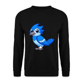 Blue Jay Niedliche Maskottchen Zeichentrickfigur Kawaii - Unisex Pullover - Schwarz - Vorne - Alina (178cm) & Michal (187cm)