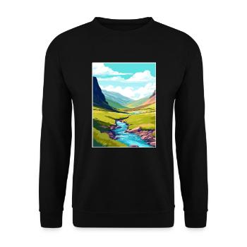 Hohe Tasse Nick Cumbria Vintage Reiseposter WPA - Unisex Pullover - Schwarz - Vorne - Alina (178cm) & Michal (187cm)