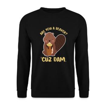 Frecher Kanadabiber Flirtkönig - Unisex Pullover - Schwarz - Vorne - Alina (178cm) & Michal (187cm)
