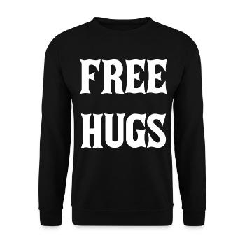 Free Hugs Typographic Poster - Unisex Pullover - Schwarz - Vorne - Alina (178cm) & Michal (187cm)