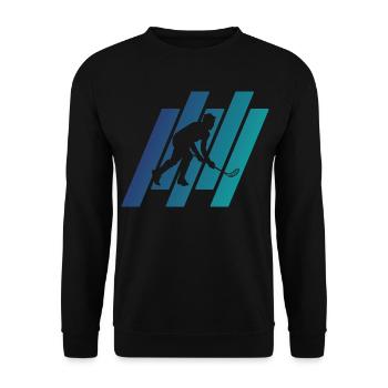 Floorball Unihockey Spieler Floorballspieler - Unisex Pullover - Schwarz - Vorne - Alina (178cm) & Michal (187cm)