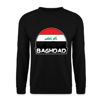 Bagdad Irak Flagge Skyline Silhouette Reisen - Unisex Pullover - Schwarz - Vorne - Alina (178cm) & Michal (187cm)