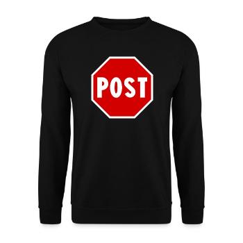 Post Road Sign - Unisex Pullover - Schwarz - Vorne - Alina (178cm) & Michal (187cm)