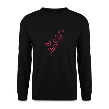 Herzchen Herz Muster - Unisex Pullover - Schwarz - Vorne - Alina (178cm) & Michal (187cm)