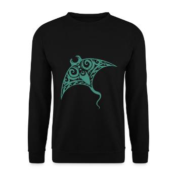 Kraftvoller Stachelrochen Tattoo - Unisex Pullover - Schwarz - Vorne - Alina (178cm) & Michal (187cm)