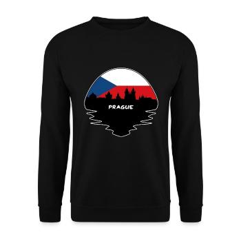 Prag Tschechien Flagge Skyline Silhouette Reisen - Unisex Pullover - Schwarz - Vorne - Alina (178cm) & Michal (187cm)