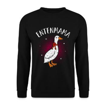 Entenmama Enten Mama Ententeich Laufente Mutter En - Unisex Pullover - Schwarz - Vorne - Alina (178cm) & Michal (187cm)