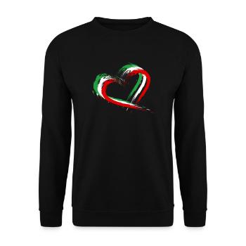 Iran Flagge Herz Farben - Unisex Pullover - Schwarz - Vorne - Alina (178cm) & Michal (187cm)