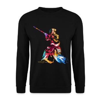 Furchtloser Kendo Schwertkämpfer - Unisex Pullover - Schwarz - Vorne - Alina (178cm) & Michal (187cm)