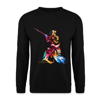 Furchtloser Kendo Schwertkämpfer - Unisex Pullover - Schwarz - Vorne - Alina (178cm) & Michal (187cm)