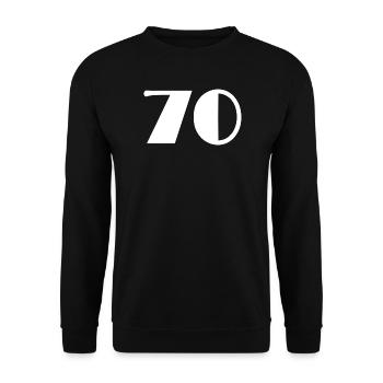 70. 70 JAHRE. 70-JÄHRIGES JUBILÄUM. GEBURTSTAG 70 JAHRE. - Unisex Pullover - Schwarz - Vorne - Alina (178cm) & Michal (187cm)
