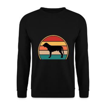 Broholmer Hundeliebhaber Silhouette Vintage Sonnenuntergang - Unisex Pullover - Schwarz - Vorne - Alina (178cm) & Michal (187cm)