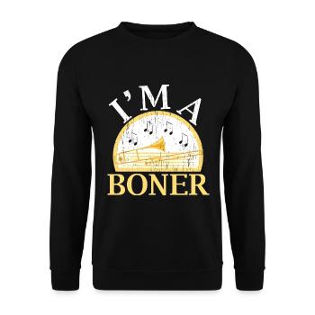 Ich bin ein Trottel Posaunist Musiker Posaunist - Unisex Pullover - Schwarz - Vorne - Alina (178cm) & Michal (187cm)